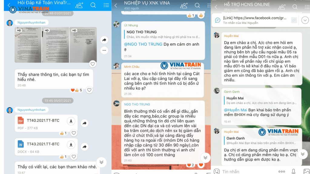 Nhóm hỗ trợ nghiệp vụ tại trung tâm VinaTrain