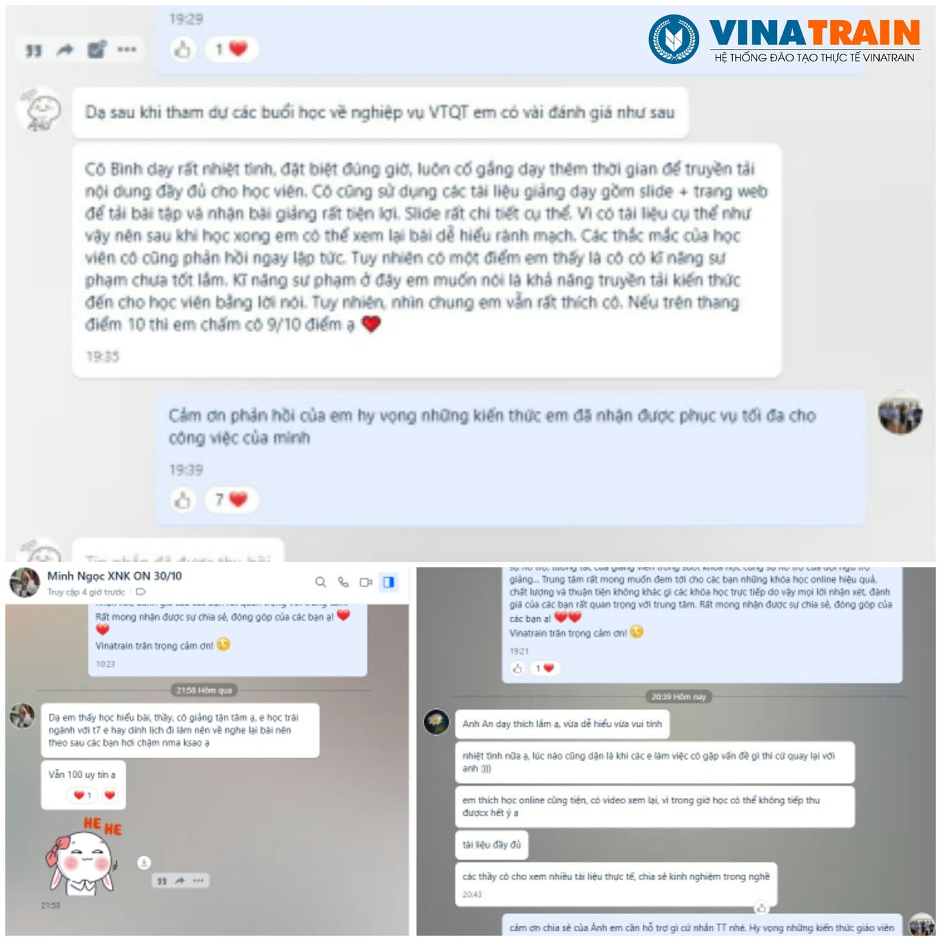 Phản hồi của học viên về khoá học Xuất Nhập Khẩu tại Vinatrain