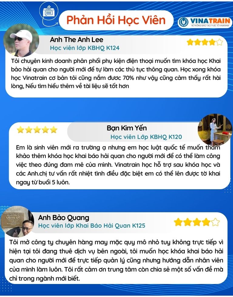 Phản hồi khóa học Khai báo hải quan của Vinatrain