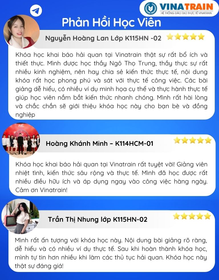 Phản hồi của học viên về khóa Khai báo hải quan của Vinatrain