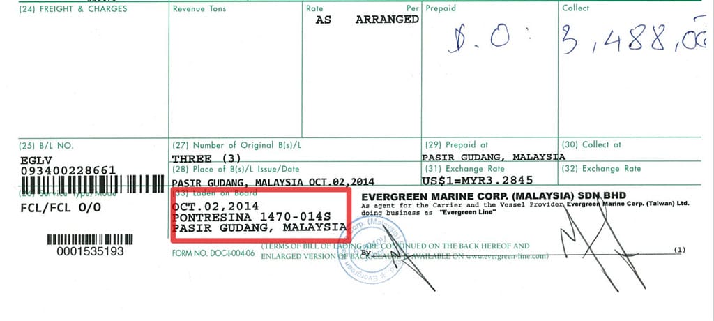 Vận đơn Shipped on board B/L – Vận đơn đã xếp hàng lên tàu có ghi dòng chữ On board trên vận đơn